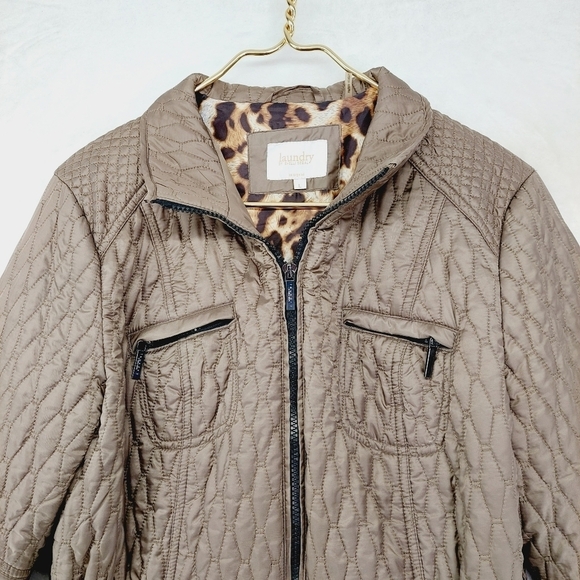 Laundry By Shelli Segal Brown Long Sleeve Zip Up Puffer Jackets Z8 - Picture 4 of 9